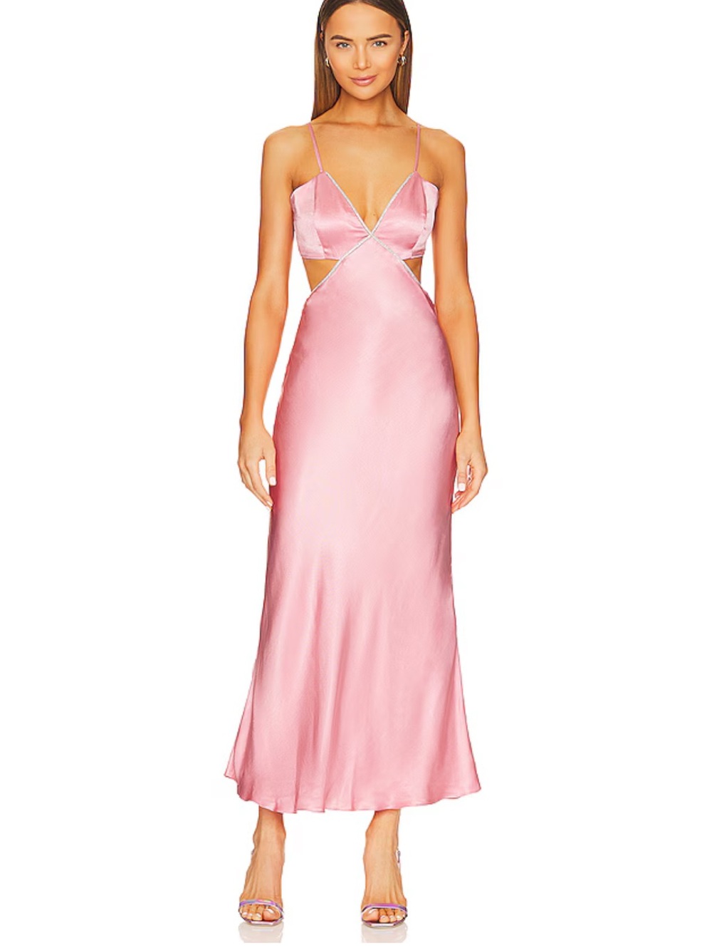 Bardot Pink Satin Cutout Slip Dress